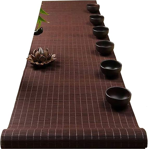 Long Bamboo Table Mats Brown, Japanese Style Dining Kitchen Table
