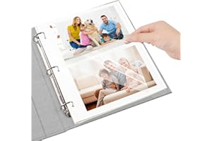 succulentlovers 20 PCS Photo Album Self Adhesive Pages - 11 x 9 inch Three Ring Photo Album Refill Pages Two-Sided Photo Sleeves for 3 Ring Binder Fit 2x3 4x6 5x7 8x10 Photo Replacement
