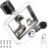 Loclink Tool Box Lock with Shock-Absorbing Roller Latch &amp; Zinc Alloy Cover Truck Toolbox Latch Replacement 304 Stainless Steel Folding T-Handle Lock with Keys for RV Camper, Trailer Door, Cabinets