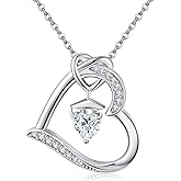 YAFEINI Birthstone Graduation Necklace S925 Sterling Silver Class of 2024 Bachelor Cap Necklaces Class of 2025 Heart Pendant College High School Graduation Jewelry Gifts for Women