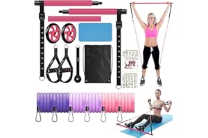 Pilates stability bar with bands and ab roller