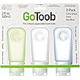 humangear GoToob Refillable Silicone Travel Size Bottles with Locking Cap for Women, 3pks