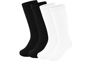 Hryrbay 2 Pairs Kids Soccer Socks Toddler Girls Knee High Socks Uniform Sock Three Stripes for Boys Girls