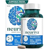 NEURIVA Brain + Eye Supplement - 30 Count Capsules | Memory and Focus, Lutemax, Zinc, Vitamin C, Vitamin E &amp; Vitamin A, Eye Health, Zeaxanthin, Filter Blue Light, Neurofactor