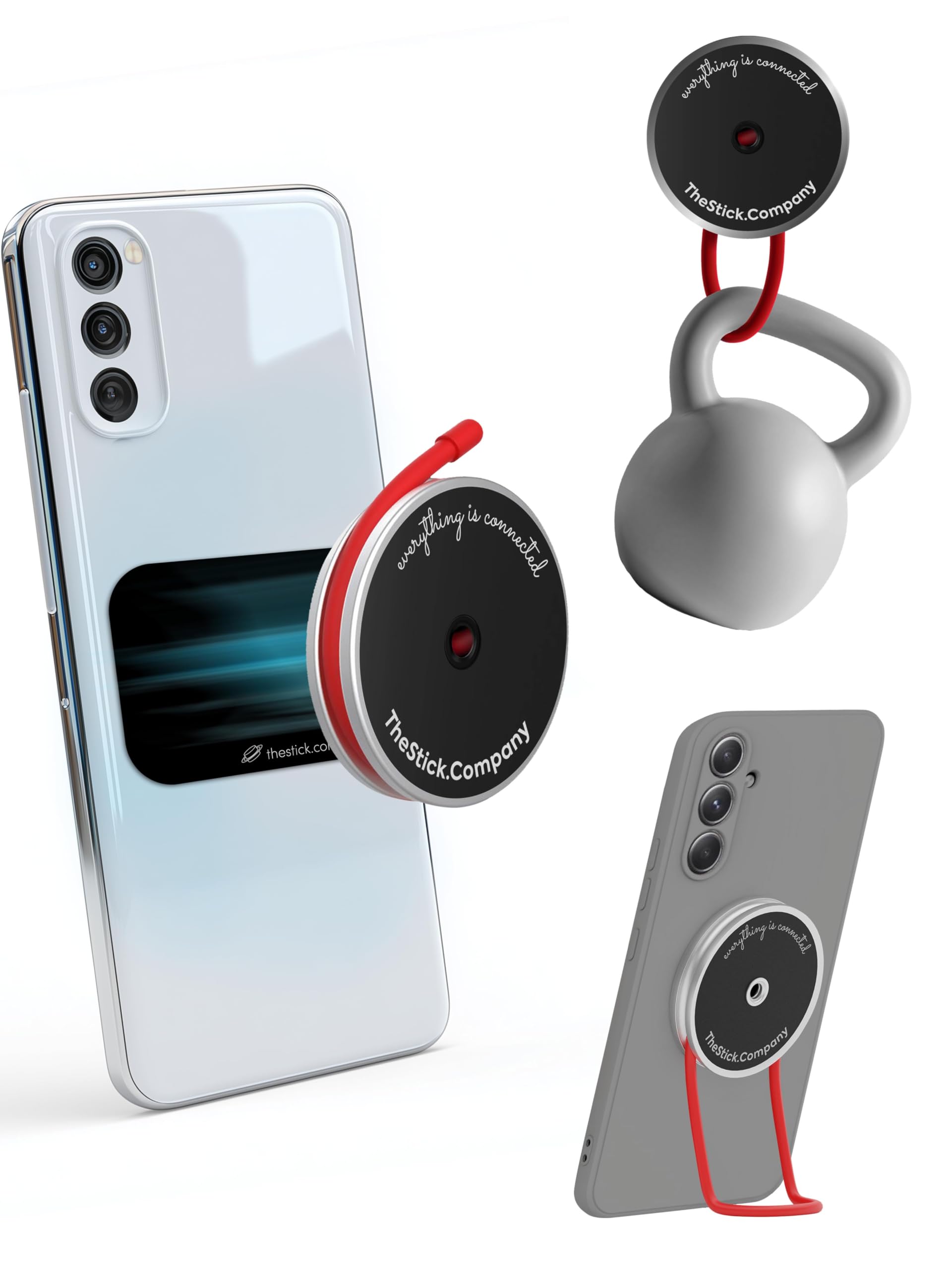 IMStick Classic Magnetic Phone Stand for Desk - 100 Ways to Use: Car Vent, Headrest, Golf Cart, Airplane, Stroller Phone Holder - Compatible with Smartphones and Tablets