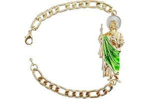 BRILUCKY Gold Plate Saint Jude Chain ID Bracelet For Women Men,Esclava San Judas Oro laminado,Mexican cadena de san judas tadeo jewelry y2k accessories