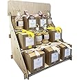 Wooden Portable Retail Table Display Stand Countertop 3 Step Riser Craft Shows, Farmers Markets Tradeshows |No Hardware Assembly Flat Pack Soap Display CBD Jewelry Spices Cups Tumblers Coasters