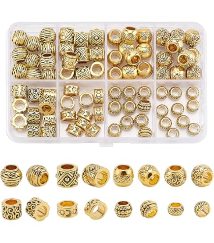 100pcs Antique Silver Rondelle Spacer Beads – 8x5.5mm, Large 3.5mm Hole For Jewelry Making