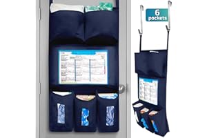 SHTIBLET LLC Personal Protective Equipment (PPE) Isolation Door Caddy, Nylon Oxford NFPA-701 Large Scale Flame Retardant Coating 18.5 X 31 Inch, Included 2 Hooks - Navy Blue (no Back Pockets)