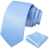 PenSee Men's Tie Set Solid Formal Necktie Pocket Square | Solid Plain Color, 3.15" (8cm) Formal Neckwear for Groomsmen, Wedding, Business &amp; Party