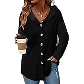 Angerella Hoodies for Women Oversized Sweatshirt Loose Fit Casual Long Sleeve Drawstring Button Hooded Fall Tops