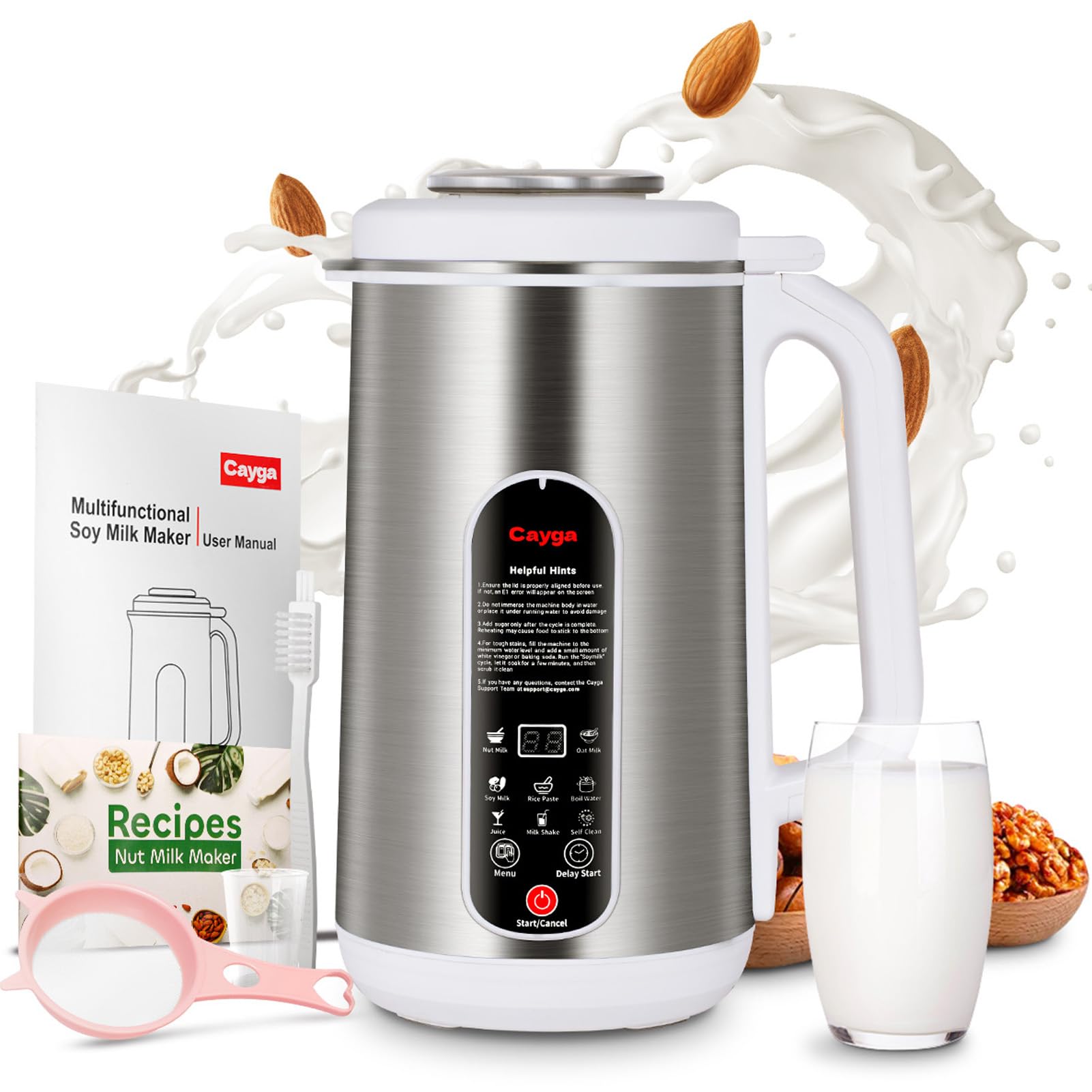 Photo 1 of 40oz Nut Milk Maker Machine Stainless Steel Soy Milk Maker Homemade Almond, Oat, Juice, Coconut, Plant-Based and Non-Dairy Beverages with Self Clean, Boil Water, Delay Start, Keep Warm
