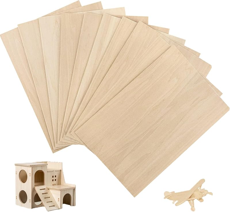 CIOKIT Balsa Wood Sheets 10Pcs 300x200mm Unfinished Thin Basswood for DIY