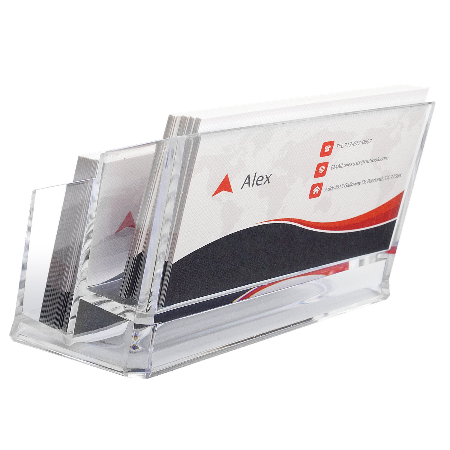 MaxGear Clear Business Card Stand Holder 2 Tier Acrylic ...