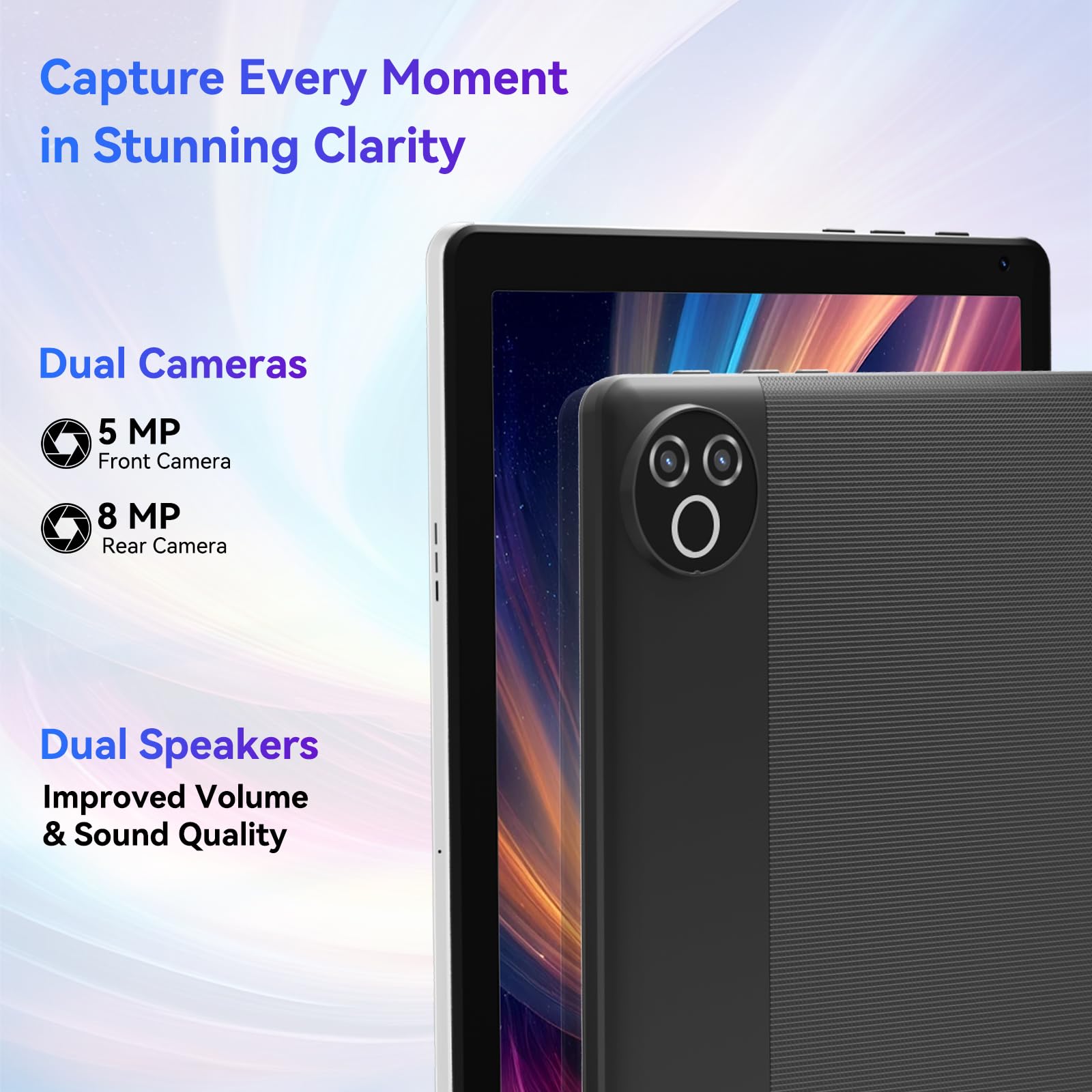 Tablet 10 Inch Android 15 OS GMS Certified Tablets PC 1.8 GHz 5-Core 16 (3+13) GB RAM 32 GB ROM 1 TB Expandable 1280x800 HD IPS Touch Screen 5000 mAh WiFi 6 Bluetooth 5.4 Dual Camera 2025 (Black)