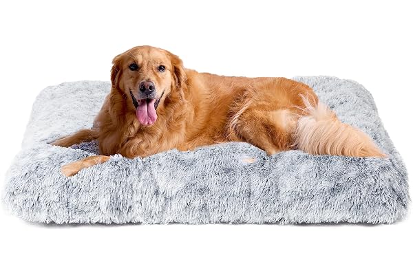 EHEYCIGA Calming Dog Crate Bed XL Extra Large, Washable Anti Anxiety Dog Pet Bed, Fluffy Dog Pillow Mat with Anti-Slip Bottom