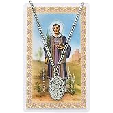 Pewter St. Pewter Stephen Medal & 24" Chain, Prayer Card Set,