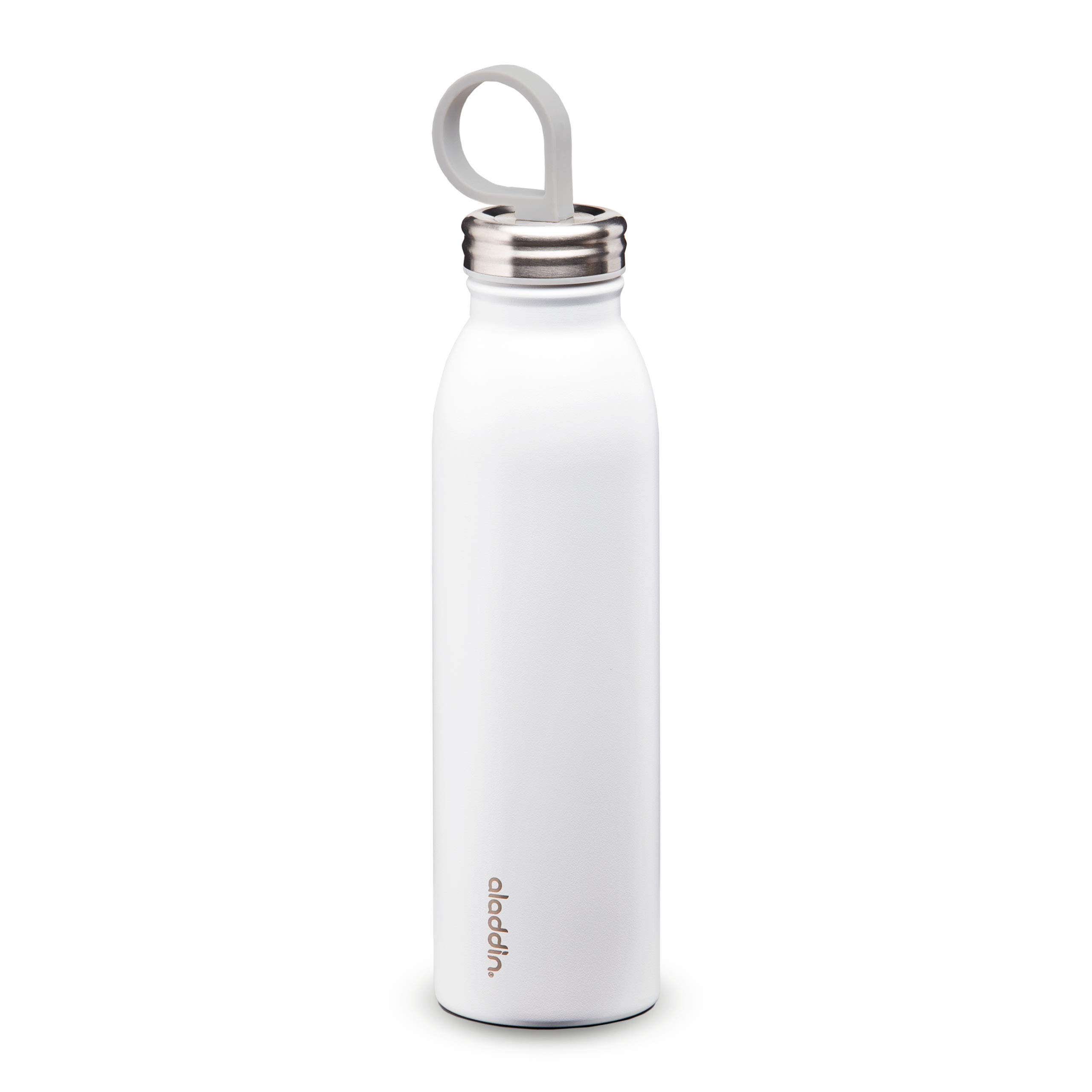 Aladdin Chilled Thermavac Stainless Steel Water Bottle 0.55L Snowflake White – Insulated Metal Water Bottle - Keeps Cold for 9 Hours - BPA-Free Thermos Flask - Leakproof - Dishwasher Safe