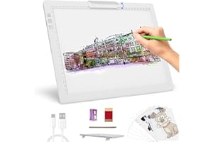 TSOCOS A4 Light Board for Diamond Painting, Rechargeable Tracing Light Box with Top Clip, Stepless Dimmable 6 Levels Brightness Light Pad, Battery Powered Portable Light Pad for Weeding Vinyl Tracing (White)