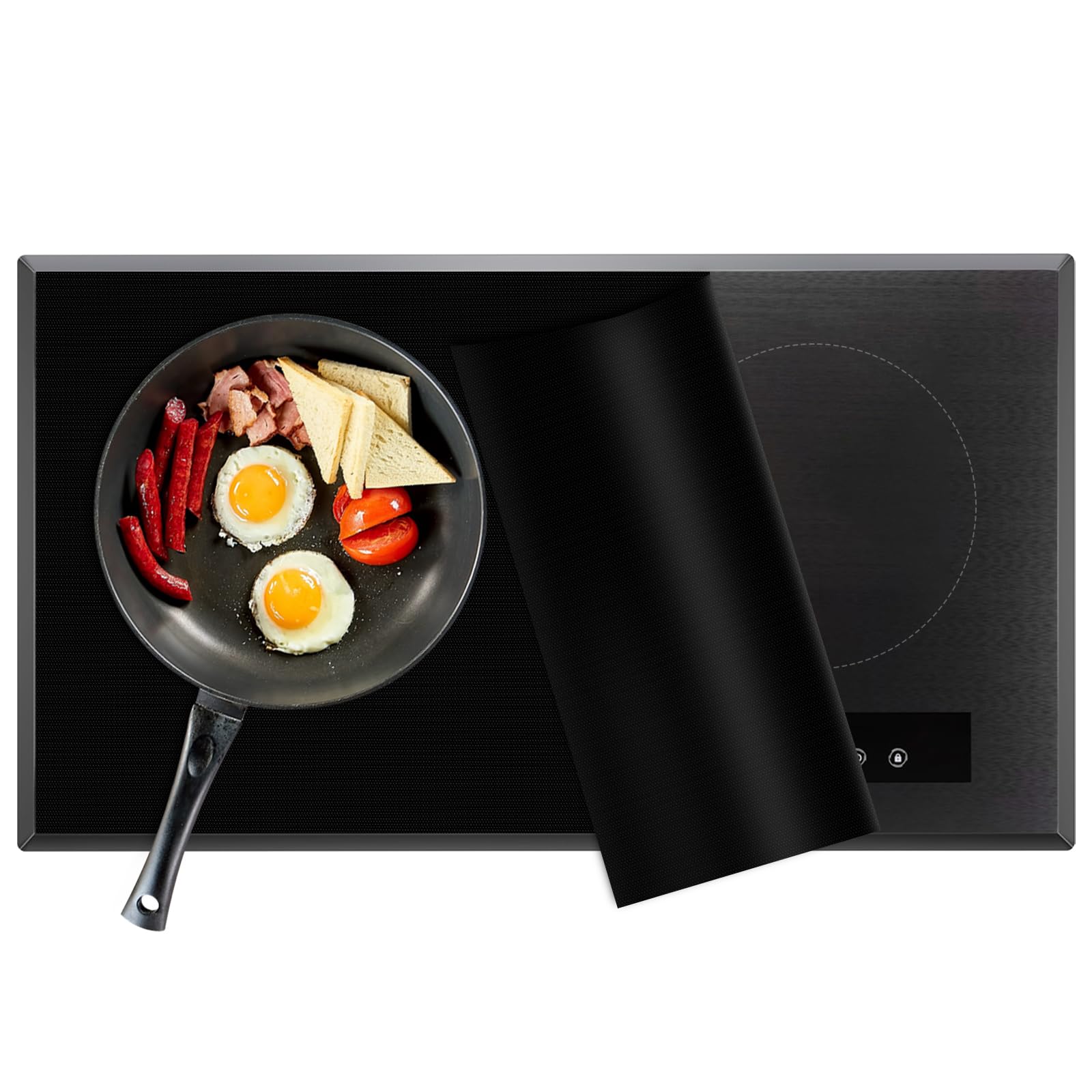 KitchenRaku Large Induction Hob Protector Mat Silicone Induction Hob Cover (Magnetic) Cooktop Heat Resistant Scratch Protector Mat Anti Slip Multifunctional Kitchen Mat for Induction Stove (54x90cm)