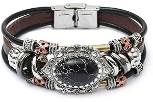 S SUSANN Leather Bracelets for Women Multilayer Bracelets for Women with Genuine Leather Layered Bracelets Boho/Bohemia Style Jewelry for Men and Woman