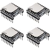 hiBCTR 4-Pack DFPlayer Mini MP3 Module with Onboard Decoder | Supports MP3, WAV, WMA, TF card slot, UART serial control, compatible with ESP32, Arduino, Raspberry Pi