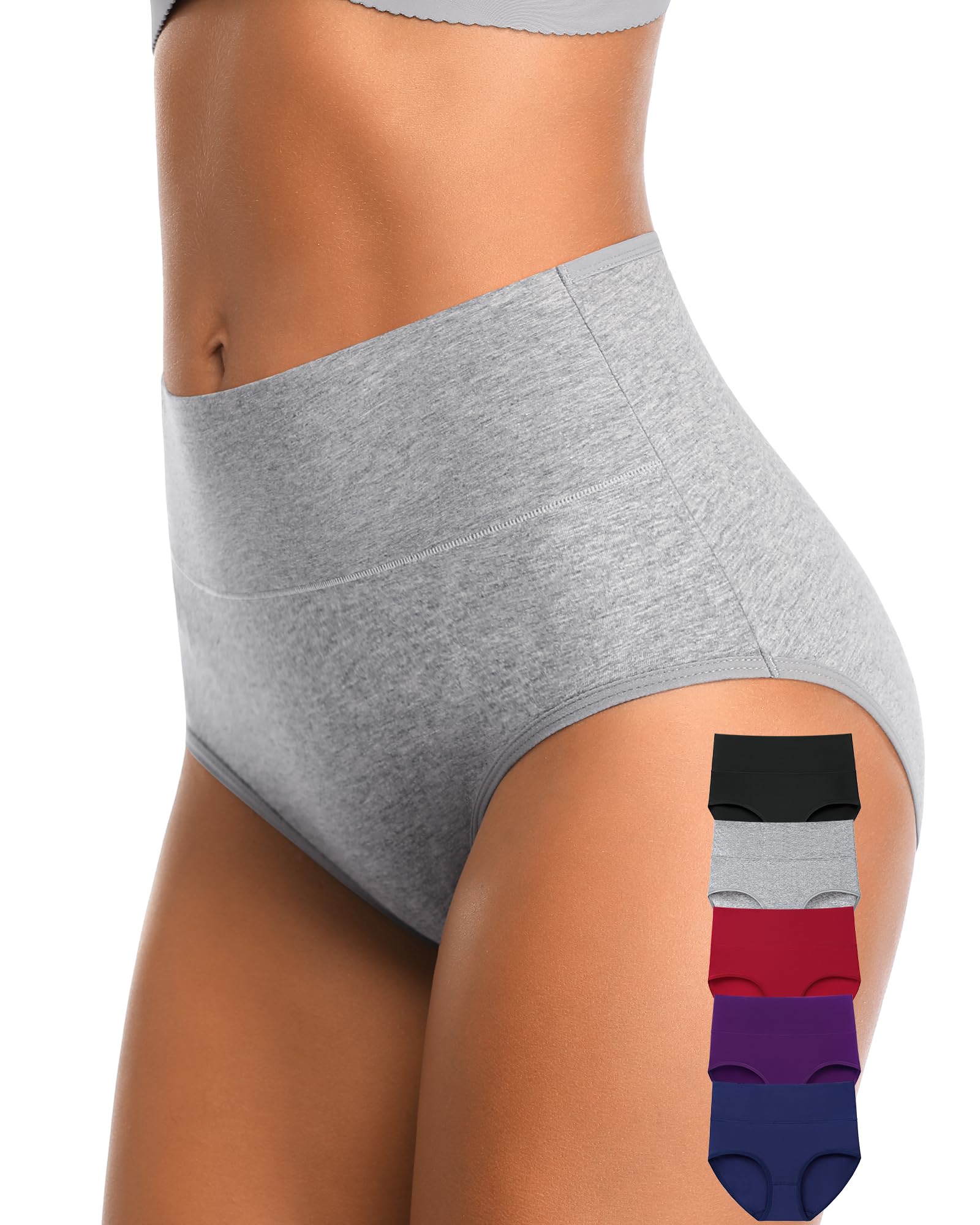 Photo 1 of CULAYII High Waisted Underwear for Women Postpartum Moisture Wicking Briefs Stretch Full Coverage Ladies Panties Tummy Control Womens Underwear(L)