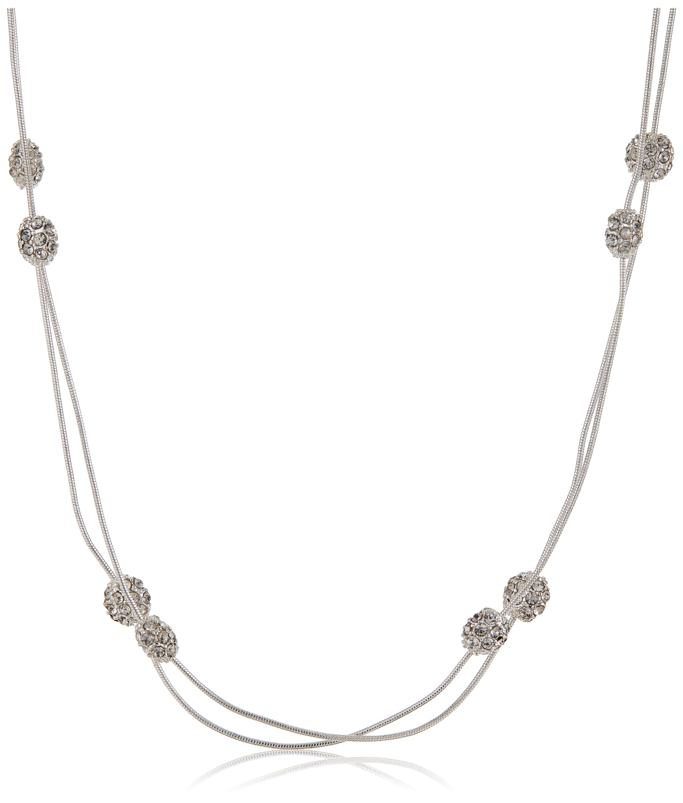 Collar con hilo de ilusión de bola de fuego de 42 en tono plateado y cristal de Anne Klein