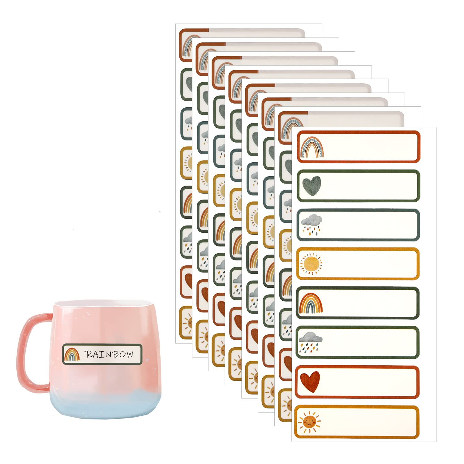 64pcs Waterproof All Purpose Labels, Cute Baby Bottle Labels Kids Labels Waterproof Personalized Write on Name Stickers for Water Bottles Daycare School Supplies