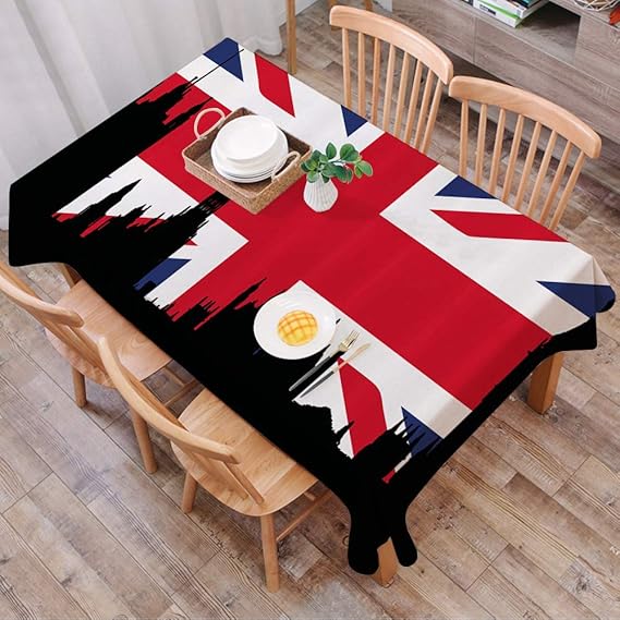 Tablecloth Rectangle Table Cloth Cotton Linen Wrinkle Free,Union Jack