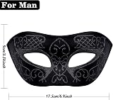 SIQUK Couple Masquerade Masks Phoenix Tail Black Venetian Party Halloween view 2