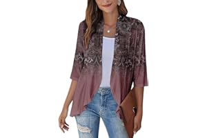 ROKIACDE Western Aztec Cardigan for Women 3/4 Length Sleeve Lightweight Summer Cardigan Light Womens Jacket Women's Cardigans