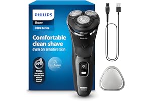 Philips Shaver for Men Series 3000 Rechargeable Wet/Dry Mens Electric Shavers Electric Razor for Men- Modern Steel Metallic