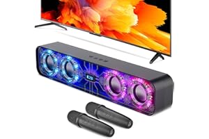 Ankuka Karaoke Machine for TV, Mini Sound Bar Bluetooth Speaker with 2 Wireless Microphones for TV, Karaoke System with LED Lights for Home/Party/Outdoor,Gifts for Kids Supports TF Card/USB/AUX
