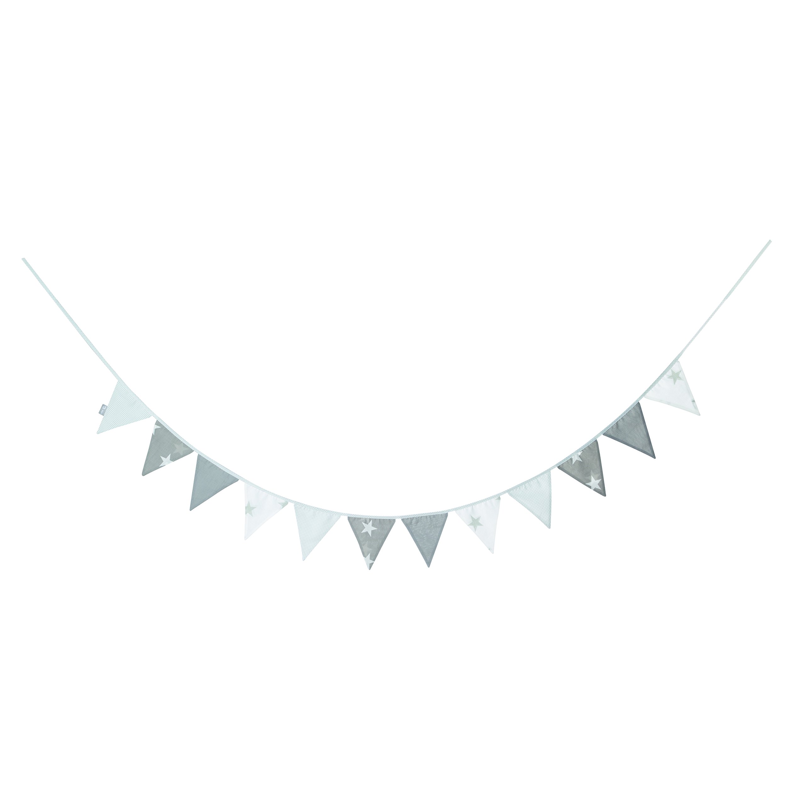 Roba Little Stars Bunting 12 Flags (2 m), Chain Length 3m Baby Room & Nursery Decor Grey/White