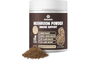 VETRIUNTRIX Turkey Tail Mushroom Powder for Dogs, Organic 10 Mushroom Blend for Lumps and Bumps, Dog Herbal Supplements Probiotic with 50% β-Glucan, Joint Gut Immune Skin Support-45 Day Supply