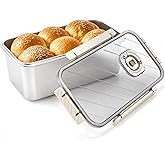 ZEAYEA Bread Box for Kitchen Counter, Time Recording Bread Storage Container with Airtight Lid, Large Capacity Stainless Steel Fresh Keeping Box for Bagel Loaf Snack, Vegetable Fruit Fridge Organizer