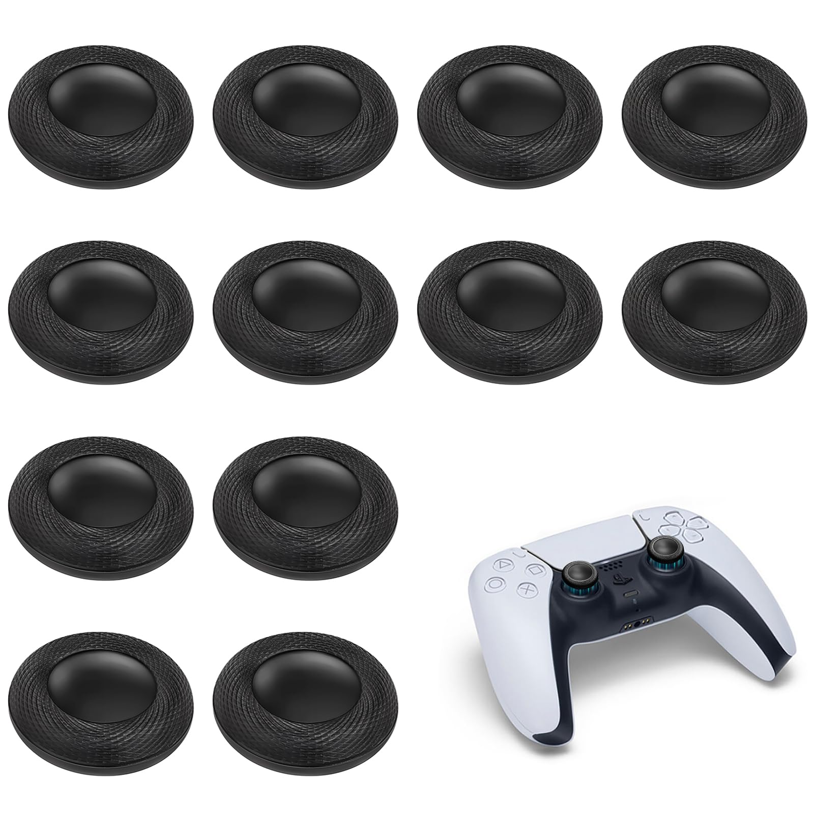 Controller Thumb Grips Replacement Caps, for PS4/PS5 Controller 12 Pack, Premium Joystick Caps for Enhanced Grip and Precision, Anti-Fingerprint, Anti-Slip, Anti-Scratch (Black)
