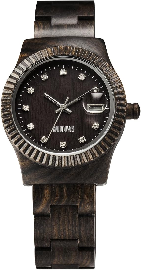 Mothers Day Gift Wooden Watches,100% Phoebe Quartz Analog Round Dial Watch with Date Calendar for Women