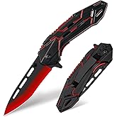 FUNBRO Pocket Knife for Men Women | Spring Assisted Folding Knife with 3.4&rdquo; Stainless Steel Sharp Blade, Gifts for Him Dad Husband (red)