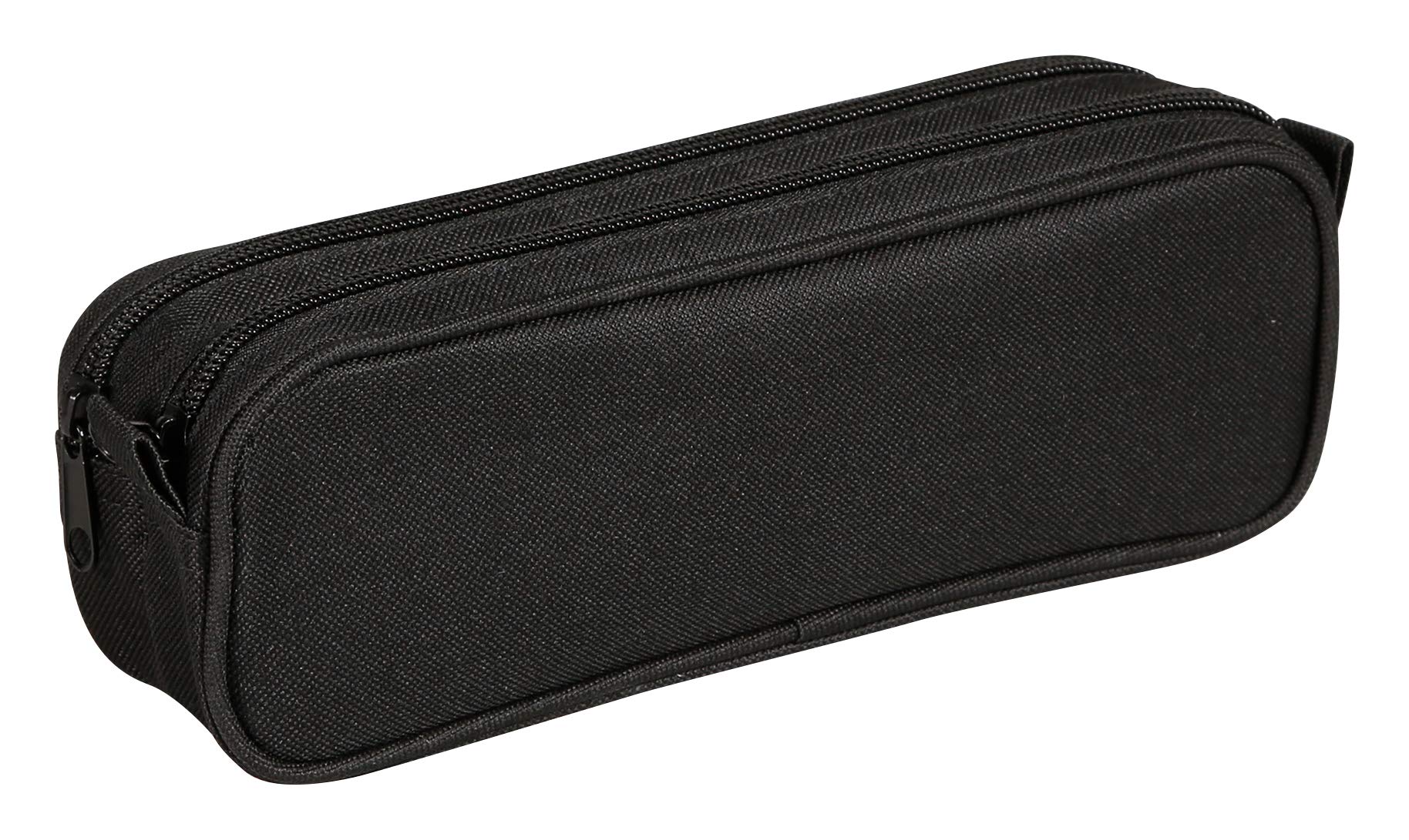 Clairefontaine 420024C - One Large Rectangular School Pencil Case 2 compartments - Dimensions: 23x7x8 cm - Black - Multi-Functional - Ecological + Practical