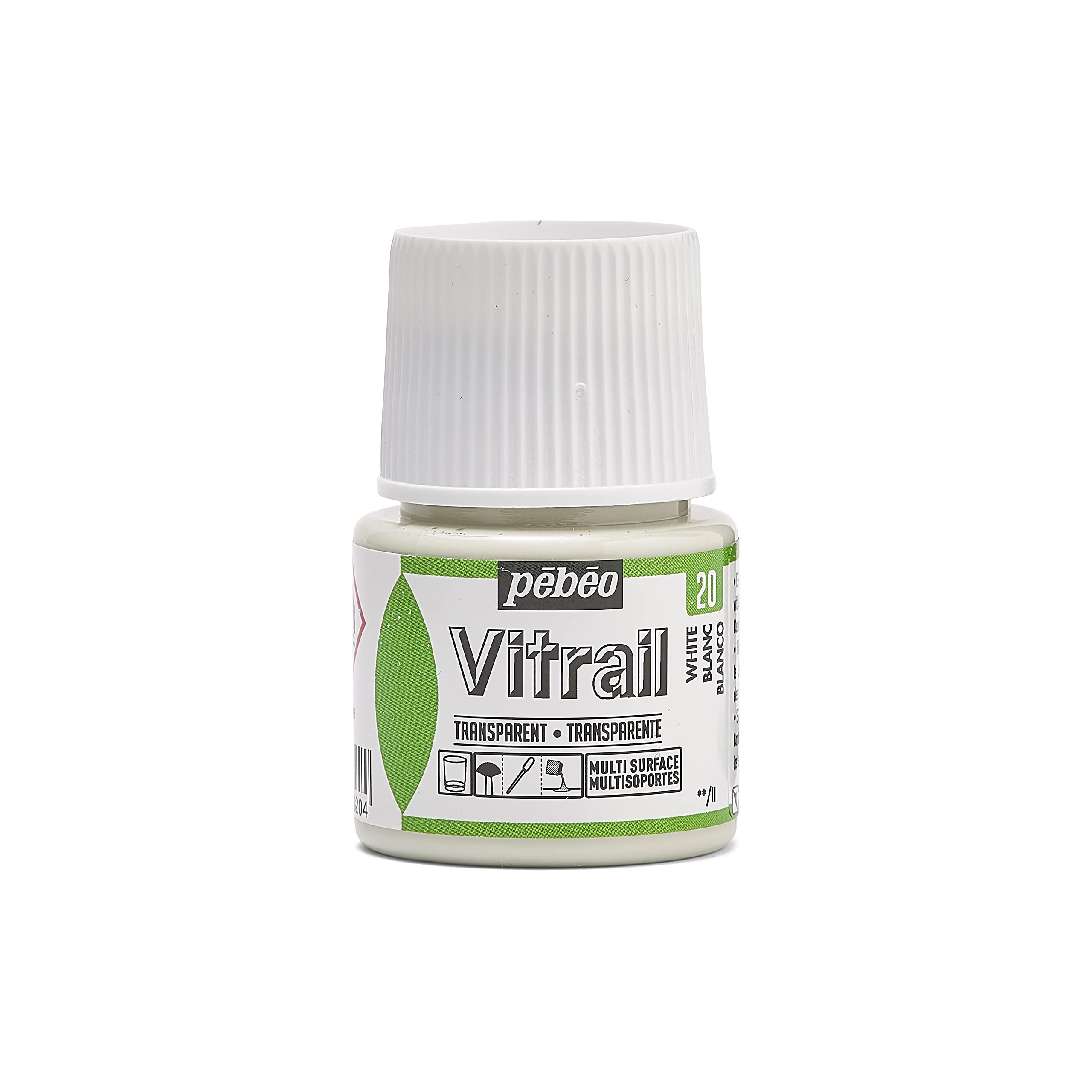 Pebeo 050-020 Vitrail Stained Glass Effect Glass Paint 45-Milliliter Bottle, White