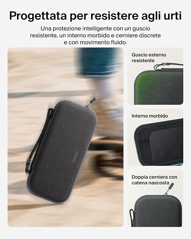 Gaming Custodia per Nintendo Switch 2, Slot AirTag, Viaggi, Carbone