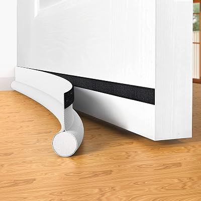HIZH One Sided Door Draft Stopper 37 Inches Bottom Seal Insulator White