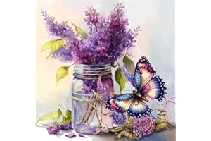 ijbnhd Butterfly Diamond Art Painting Kits for Adults, Full Drill Diamond Paintings for Beginners, Round 5D Paint with Diamonds Pictures Gem Art Painting Kits DIY Crafts Kits 14X14inch