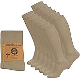 Diamond Star 12 Pairs Diabetic Knee High Socks for Men – Over the Calf Cotton Socks, Non-Binding Comfortable Fit – Men’s Shoe Size 12–14 (12 Pairs Khaki)