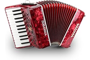 YINGWU Accordion 25 Key 16 Bass - Professional Student Accordion for Beginners & Adults, Lightweight & Portable with Adjustable Straps, Includes Carrying Backpack (Red)