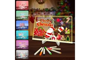 Corpower LED Note Board with Colors，Acrylic Dry Erase Board with Light, 11.8" X 7.9" 7 Colors Led Drawing Board for Kids with Stand, Rewritable Glow Memo for Office, Home, Kids