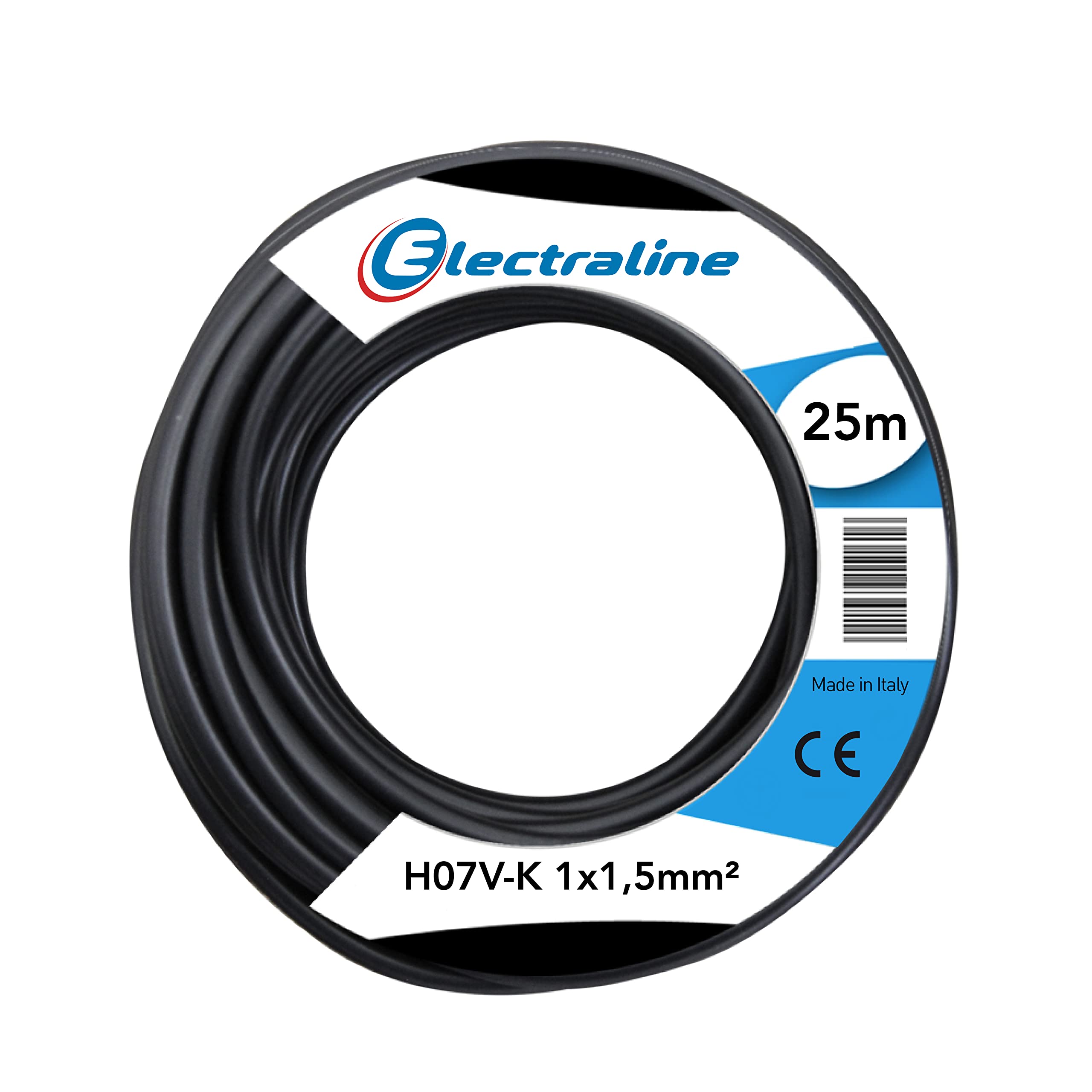electroline 15072 H07 V-K 1X1.5 25M, Black