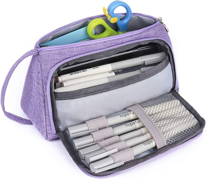 Mokani Pencil Pouch, Big Capacity Pencil Pen Case with Handle, Canvas Bag Stationery Box for